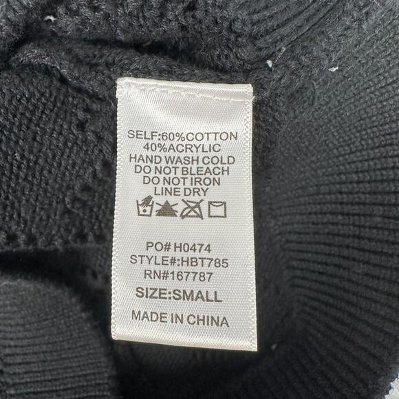 Hunter & Brown Halter Crop Top S Black Crochet Knit Backless Adjustable Tie-Back - Picture 8 of 11